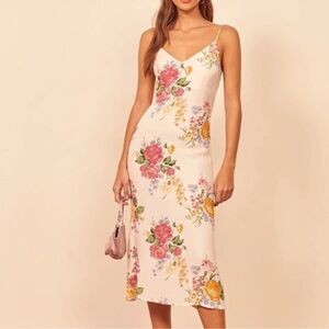 Reformation Boston Midi Slip Dress Floral Bouquet